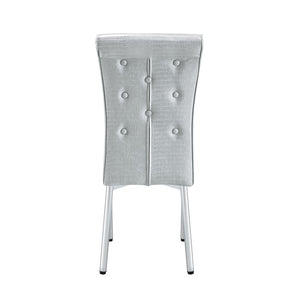 English Elm A Set of 4 Glam Faux Alligator Pvc Dining Chairs with Crystal Hardware and Gold Legs Gray/Silver W3875P443806