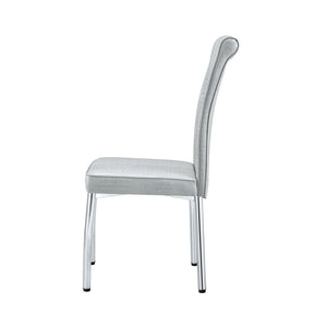 English Elm A Set of 4 Glam Faux Alligator Pvc Dining Chairs with Crystal Hardware and Gold Legs Gray/Silver W3875P443806