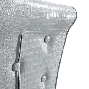 English Elm A Set of 4 Glam Faux Alligator Pvc Dining Chairs with Crystal Hardware and Gold Legs Gray/Silver W3875P443806