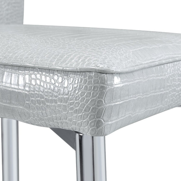 English Elm A Set of 4 Glam Faux Alligator Pvc Dining Chairs with Crystal Hardware and Gold Legs Gray/Silver W3875P443806