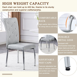 English Elm A Set of 4 Glam Faux Alligator Pvc Dining Chairs with Crystal Hardware and Gold Legs Gray/Silver W3875P443806