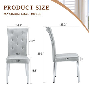 English Elm A Set of 4 Glam Faux Alligator Pvc Dining Chairs with Crystal Hardware and Gold Legs Gray/Silver W3875P443806