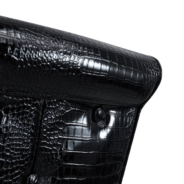 English Elm Set of 4 Glam Faux Alligator Pvc Dining Chairs with Crystal Buckle and Gilded Legs Black, Gold W3875P443808