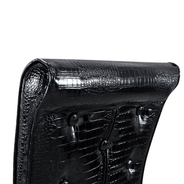 English Elm Set of 4 Glam Faux Alligator Pvc Dining Chairs with Crystal Buckle and Gilded Legs Black, Gold W3875P443808