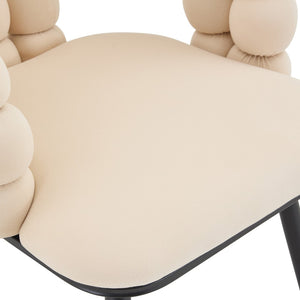 English Elm Set of 2 Velvet Bubble Accent Dining Chairs Sculpted Backrest Black Metal Legs Beige W3875P446133