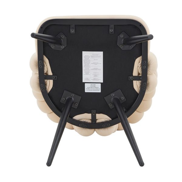 English Elm Set of 2 Velvet Bubble Accent Dining Chairs Sculpted Backrest Black Metal Legs Beige W3875P446133