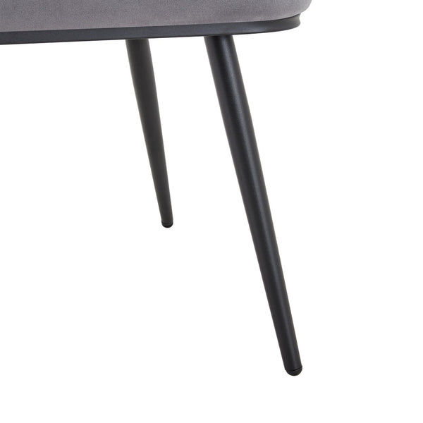 English Elm Set of 2 Velvet Bubble Accent Dining Chairs Sculpted Backrest Black Metal Legs Grey W3875P446134