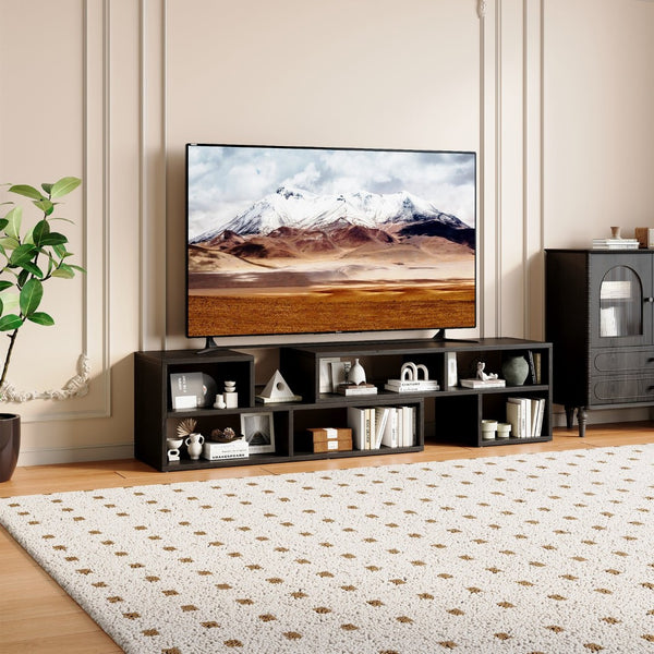 English Elm Adjustable Modular Media Console Open Shelving Entertainment Unit for Living Spaces W3875P448967