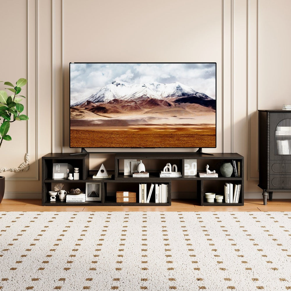 English Elm Adjustable Modular Media Console Open Shelving Entertainment Unit for Living Spaces W3875P448967