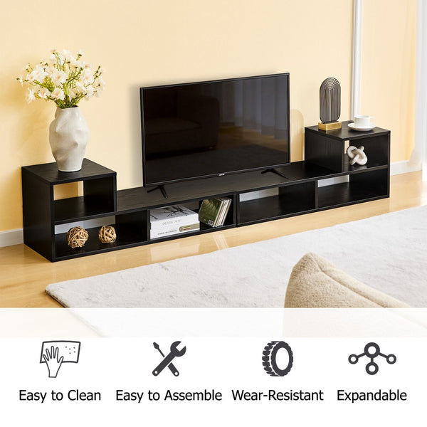 English Elm Adjustable Modular Media Console Open Shelving Entertainment Unit for Living Spaces W3875P448967