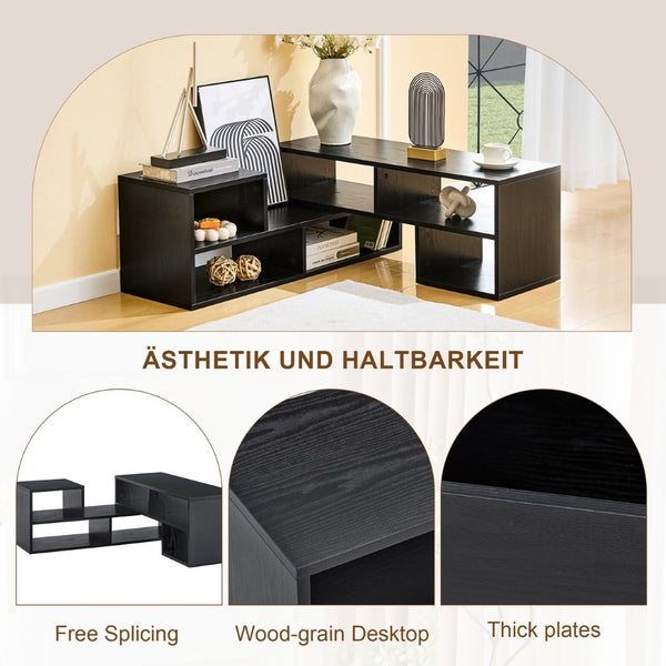 English Elm Adjustable Modular Media Console Open Shelving Entertainment Unit for Living Spaces W3875P448967