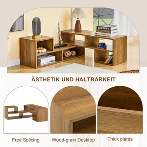 English Elm Modular Rustic Wood TV Stand with Open Cubbies for Living Room Bedroom Apartment W3875P448968
