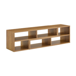 English Elm Modular Rustic Wood TV Stand with Open Cubbies for Living Room Bedroom Apartment W3875P448968