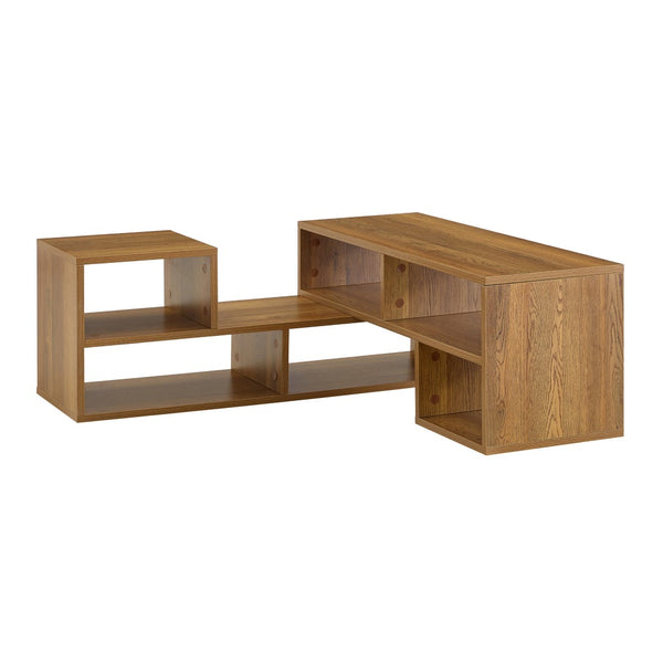 English Elm Modular Rustic Wood TV Stand with Open Cubbies for Living Room Bedroom Apartment W3875P448968
