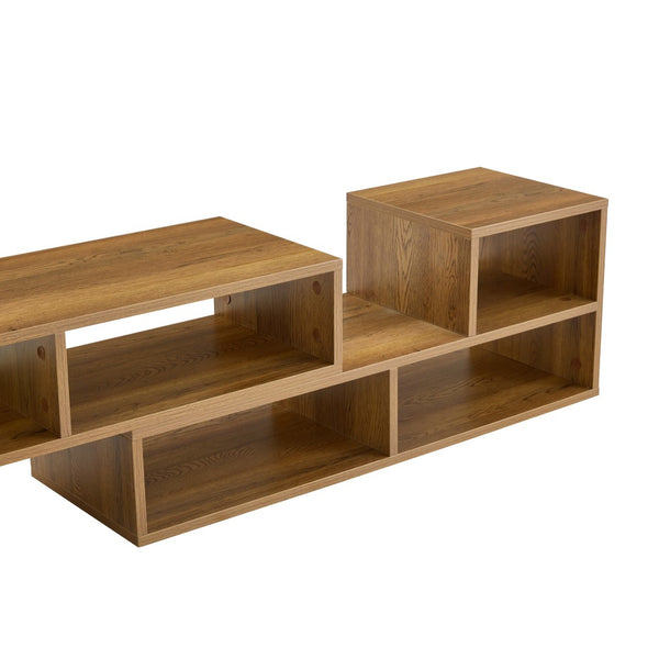 English Elm Modular Rustic Wood TV Stand with Open Cubbies for Living Room Bedroom Apartment W3875P448968