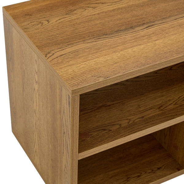 English Elm Modular Rustic Wood TV Stand with Open Cubbies for Living Room Bedroom Apartment W3875P448968