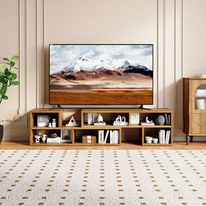English Elm Modular Rustic Wood TV Stand with Open Cubbies for Living Room Bedroom Apartment W3875P448968