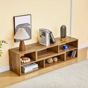 English Elm Modular Rustic Wood TV Stand with Open Cubbies for Living Room Bedroom Apartment W3875P448968