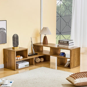 English Elm Modular Rustic Wood TV Stand with Open Cubbies for Living Room Bedroom Apartment W3875P448968