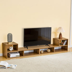English Elm Modular Rustic Wood TV Stand with Open Cubbies for Living Room Bedroom Apartment W3875P448968