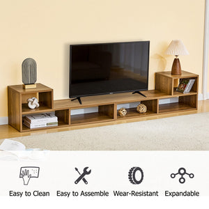English Elm Modular Rustic Wood TV Stand with Open Cubbies for Living Room Bedroom Apartment W3875P448968