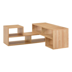 English Elm Modular Light Wood Media Console with Open Cubbies for Living Room Entertainment Storage W3875P448969