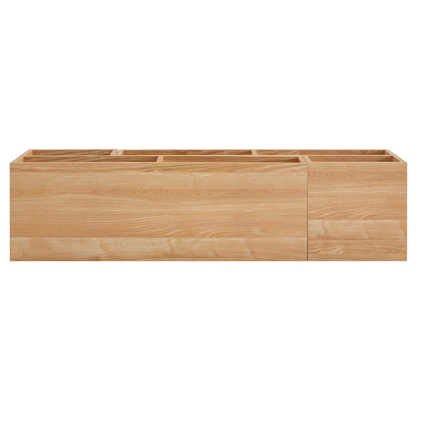 English Elm Modular Light Wood Media Console with Open Cubbies for Living Room Entertainment Storage W3875P448969