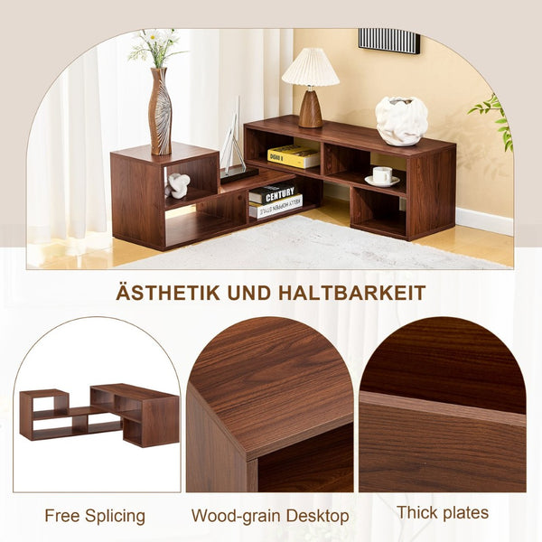 English Elm Dark Walnut Modular Media Console Open Cubby Entertainment Unit for Living Room W3875P448970