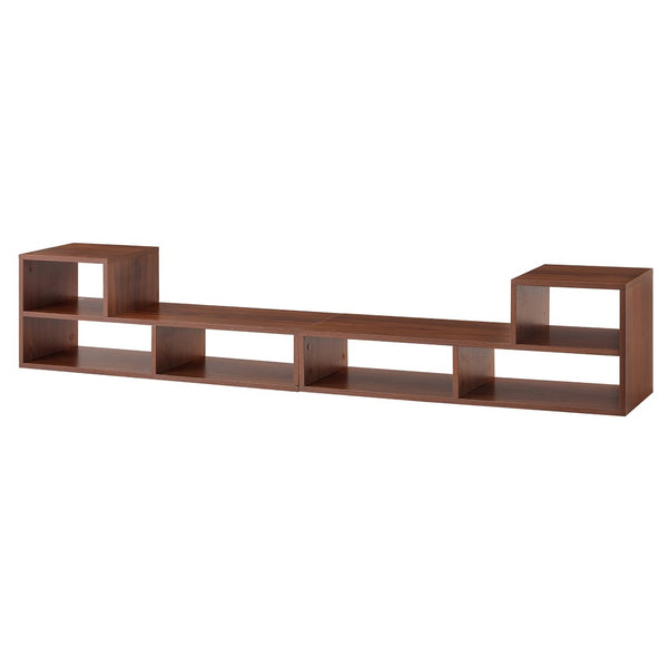 English Elm Dark Walnut Modular Media Console Open Cubby Entertainment Unit for Living Room W3875P448970