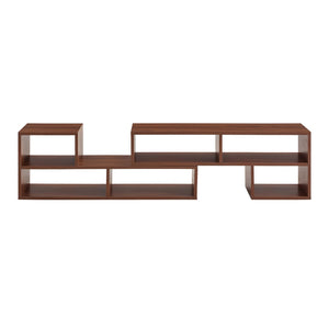 English Elm Dark Walnut Modular Media Console Open Cubby Entertainment Unit for Living Room W3875P448970
