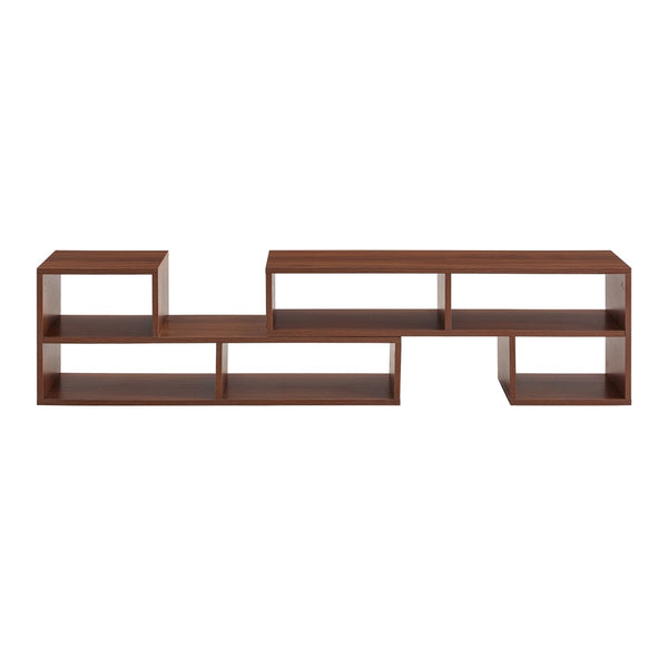 English Elm Dark Walnut Modular Media Console Open Cubby Entertainment Unit for Living Room W3875P448970