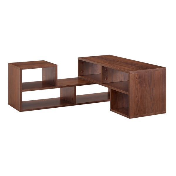 English Elm Dark Walnut Modular Media Console Open Cubby Entertainment Unit for Living Room W3875P448970
