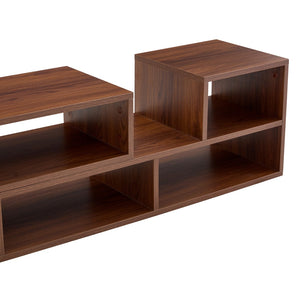 English Elm Dark Walnut Modular Media Console Open Cubby Entertainment Unit for Living Room W3875P448970