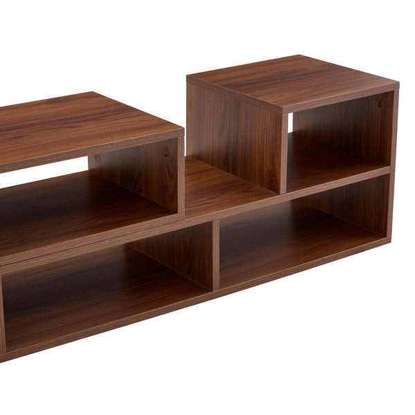 English Elm Dark Walnut Modular Media Console Open Cubby Entertainment Unit for Living Room W3875P448970