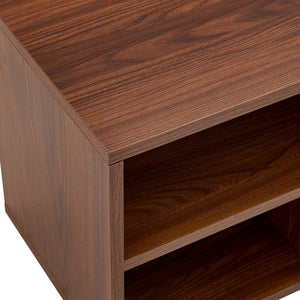 English Elm Dark Walnut Modular Media Console Open Cubby Entertainment Unit for Living Room W3875P448970
