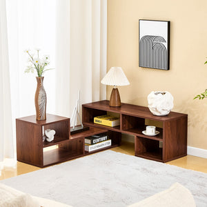 English Elm Dark Walnut Modular Media Console Open Cubby Entertainment Unit for Living Room W3875P448970