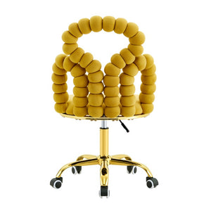 English Elm Yellow Velvet Swivel Task Chair Sculptural Bubble Ring Back with Gold Base W3875P457580