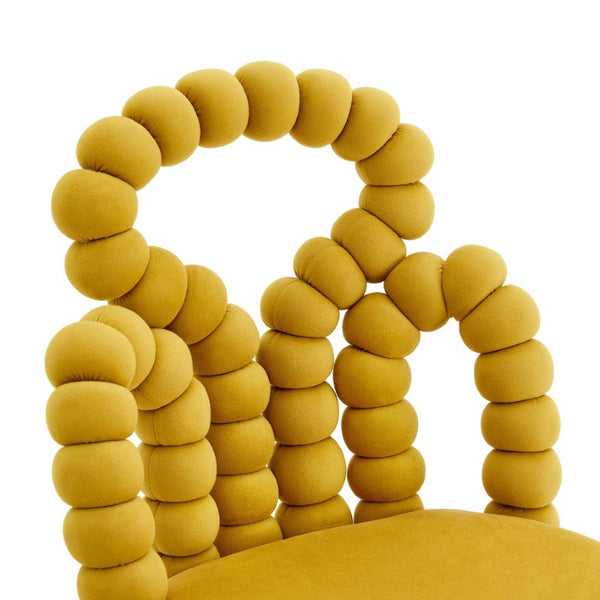 English Elm Yellow Velvet Swivel Task Chair Sculptural Bubble Ring Back with Gold Base W3875P457580