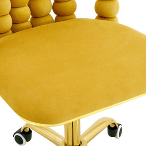 English Elm Yellow Velvet Swivel Task Chair Sculptural Bubble Ring Back with Gold Base W3875P457580
