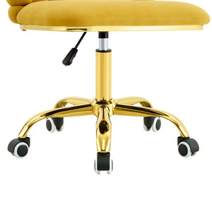English Elm Yellow Velvet Swivel Task Chair Sculptural Bubble Ring Back with Gold Base W3875P457580