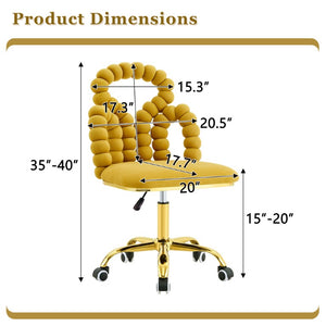 English Elm Yellow Velvet Swivel Task Chair Sculptural Bubble Ring Back with Gold Base W3875P457580
