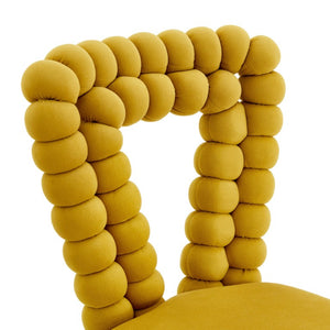 English Elm Yellow Velvet Swivel Vanity Chair Bubble Tufted Back Gold Base Adjustable Height W3875P457586
