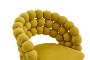 English Elm Velvet Bubble Back Swivel Vanity Chair with Gold Base for Glam Bedroom Dressing Yellow W3875P457940