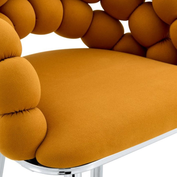 English Elm Bubble Cloud Velvet Counter Stools Set of 2 with Sculpted Back for Kitchen Island Bar Orange Chrome W3875P462105