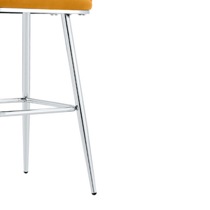 English Elm Bubble Cloud Velvet Counter Stools Set of 2 with Sculpted Back for Kitchen Island Bar Orange Chrome W3875P462105