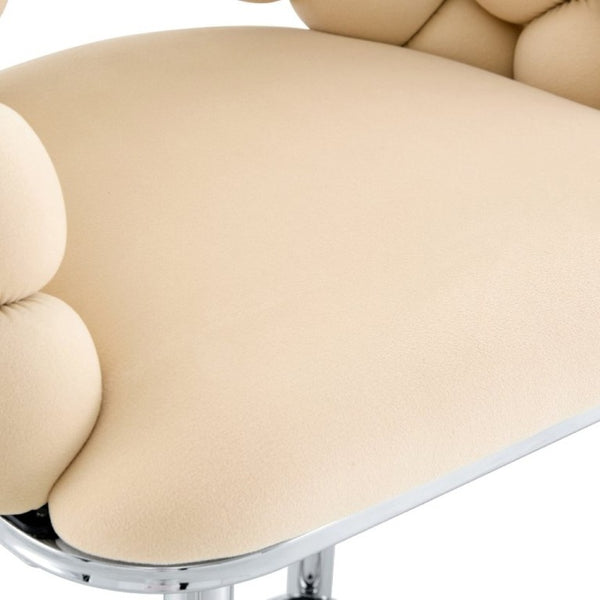 English Elm Bubble Cloud Velvet Counter Stools Set of 2 with Sculpted Back for Kitchen Island Bar Beige Chrome W3875P462106