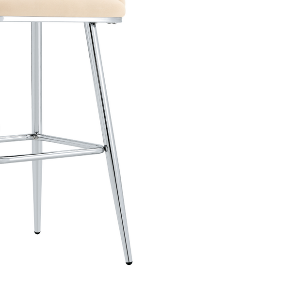 English Elm Bubble Cloud Velvet Counter Stools Set of 2 with Sculpted Back for Kitchen Island Bar Beige Chrome W3875P462106