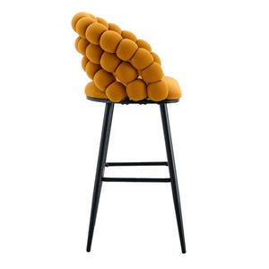 English Elm Bubble Cloud Velvet Counter Stools Set of 2 with Sculpted Back for Kitchen Island Bar Orange Matte Black W3875P462107