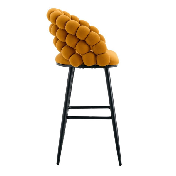 English Elm Bubble Cloud Velvet Counter Stools Set of 2 with Sculpted Back for Kitchen Island Bar Orange Matte Black W3875P462107