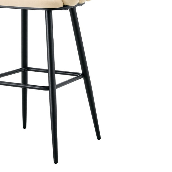 English Elm Bubble Cloud Velvet Counter Stools Set of 2 with Sculpted Back for Kitchen Island Bar Beige Matte Black W3875P462108